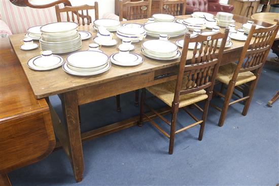 A French oak farmhouse table, L.221cm